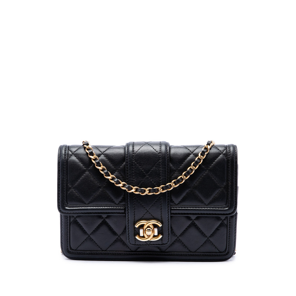 Pre-Loved Chanel Small Quilted Lambskin Elegant CC Flap Wallet on Chain